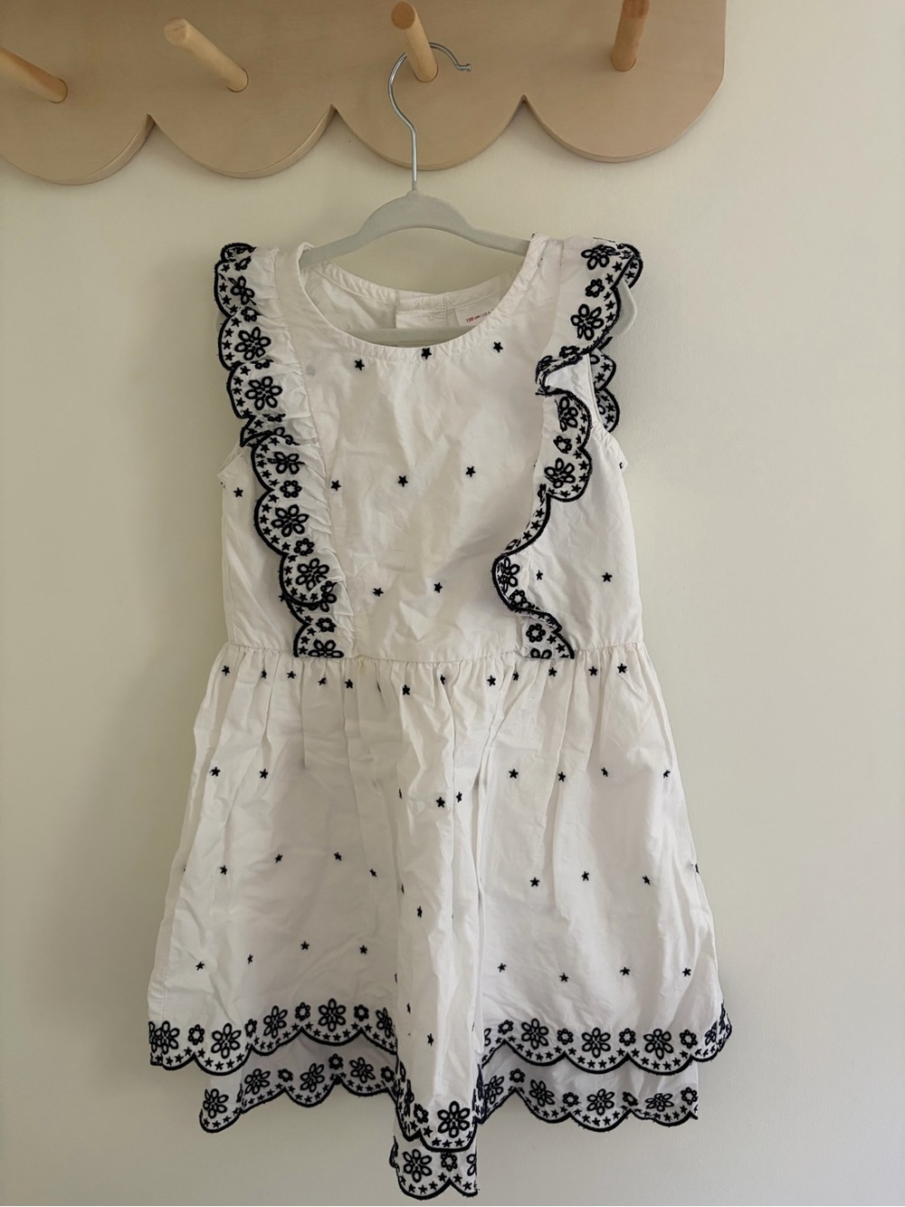 Hanna Andersson White Dress with Black Floral Embroidery